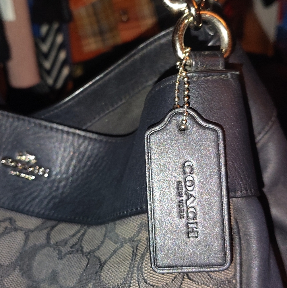 Coach Lexy Monogram Black and Grey Signature Shoulder Bag - Picture 2 of 5
